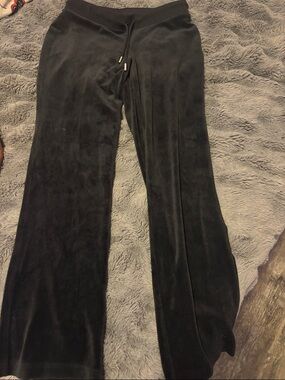 Juicy Couture Black Velour Drawstring Pants